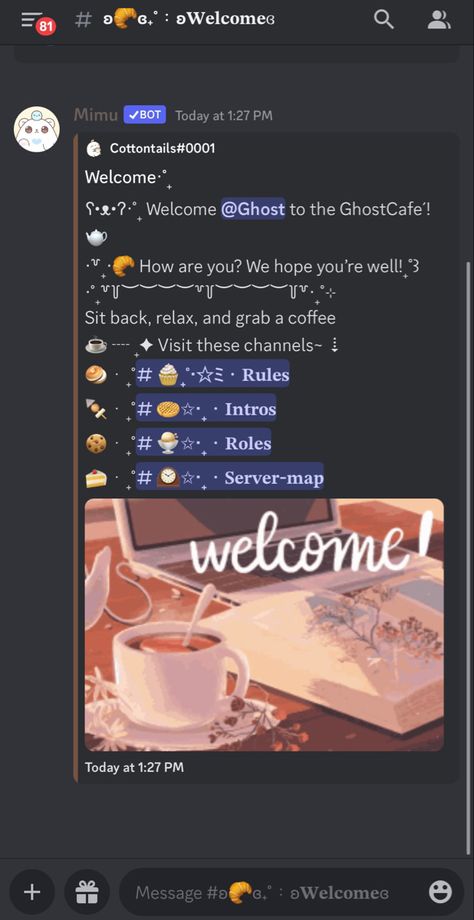 #discord #discordideas #ideas #welcome Welcome Messages Discord, Mimu Shop Ideas Discord, Aesthetic Discord Server Layout Ideas, Discord Reaction Roles Ideas, Discord Verify Message Ideas, Discord Server Description Ideas, Discord Server Names Ideas Aesthetic, Discord Event Ideas, Cute Discord About Me Ideas