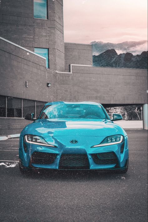 Blue Sports Car Aesthetic, Blue Supra, Sports Car Aesthetic, Automotive Wallpaper, Supra Wallpaper, Wallpaper Jdm, Jdm Supra, Blue Sports Car, Toyota Supra Gr