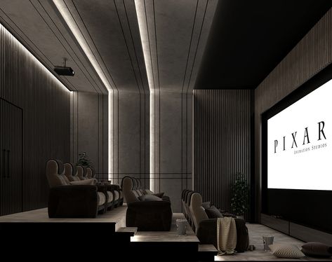 Home Cinema on Behance Home Theatre Rooms, Luxury Home Cinema Room, Cinema Room Design, Theatre Rooms, Home Theatre Design, Home Cinema Design, Home Theather, Room Design Living Room, Modern Theatre