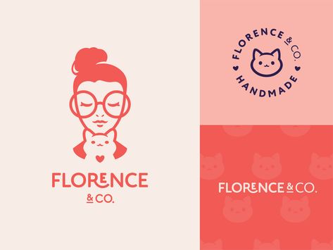 Florence & Co. gift mark girl heart icon cat illustration cute character logotype logo Portrait Logo, Logo Generator, Inspiration Logo Design, Self Branding, Restaurant Logo, Web Graphic Design, Marca Personal, Branding Design Inspiration, Personal Logo