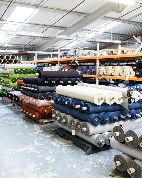 Warehouse volumes.⠀ A walk through our textile mill Wooltex in Yorkshire presents some colourful glimpses. ⠀ #textileuniverse  #innerworkings #materiallove #wool #behindthescenes #beginnings #industrialbeauty #textileproduction #wooltex #england #kvadrattextiles #textiles Factory Architecture, Design Studio Workspace, Fashion Dream Job, Sewing Factory, Fashion Designer Studio, Cool Bookshelves, Fashion Jobs, Sewing Room Design, Textile Factory