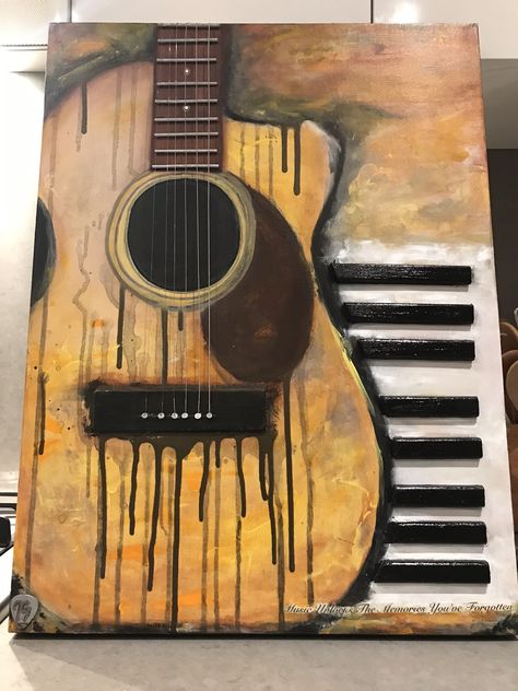 Guitar Drawing Art Paintings, Guitar Painting Ideas On Canvas, Music Painting Acrylic, Guitar Painting Acrylic, Acrylic Painting Music, Guitar Painting Canvas, Guitar Oil Painting, Guitar Paintings, Music Painting Canvas