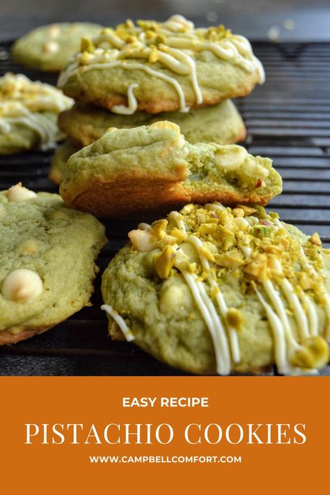 Pistachio Cookie, Pistachio Pudding Cookies, Pistachio Dessert Pudding, Pistachio Dessert, Pistachio Recipes, Cookie Ice Cream, Pistachio Cookies, Oatmeal Cream Pies, Pistachio Cream