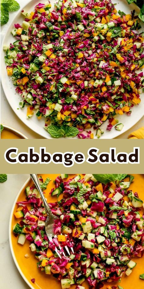 This red cabbage salad has crunch, fresh flavor, and a garlicky Greek dressing—the perfect salad to pair with your lunch or dinner any night of the week. #cabbagesalad #salads #cleaneating Mediterranean Cabbage Salad, Beef Shank Recipe, Cabbage Recipes Healthy, Salmon Soup, Red Cabbage Recipes, The Perfect Salad, Red Cabbage Salad, Parmesan Roasted Potatoes, Red Cabbage Slaw