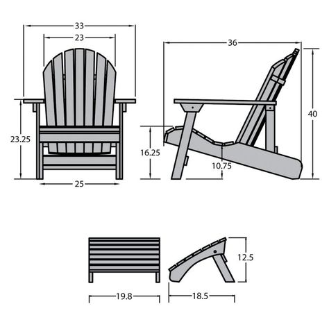 Transform your backyard, patio or deck into an oasis with this Highwood King Hamilton chair and ottoman set.Please note: This product can not be shipped to Alaska or Hawaii. Weatherproof design will not crack, peel or rot when exposed to the elements Assembled with 304-grade stainless steel hardware For indoor or outdoor useWHAT'S INCLUDED King-Sized Adirondack Chair & ottoman Chair: 40"H x 33"W x 36"D, Ottoman: 13"H x 20"W x 19"D Seat height: 16-in. Weight capacity: 500 lbs. Weight: 57 lbs. Pol Folding Ottoman, Folding Adirondack Chairs, Chair With Ottoman, Chair And Ottoman Set, Chair Ottoman, Ottoman Set, Chair Types, Adirondack Chairs, Easy Woodworking Projects