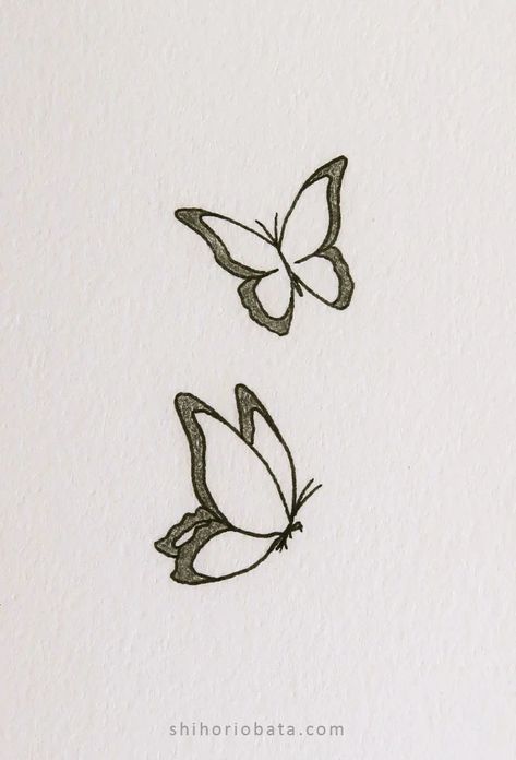 Easy Butterfly Drawing, Fly Drawing, Butterfly Art Drawing, Butterfly Sketch, Flower Drawings, Simple Butterfly, Cute Sketches, Easy Flower, Easy Drawings Sketches