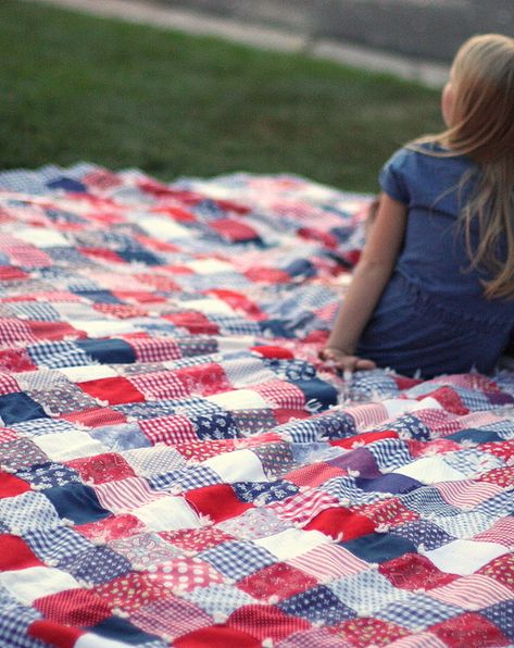 Amigurumi Patterns, Patchwork, Diary Of A Quilter, Picnic Quilt, Flag Quilt, Tie Quilt, Quilts Decor, Patriotic Quilts, Quilt Care