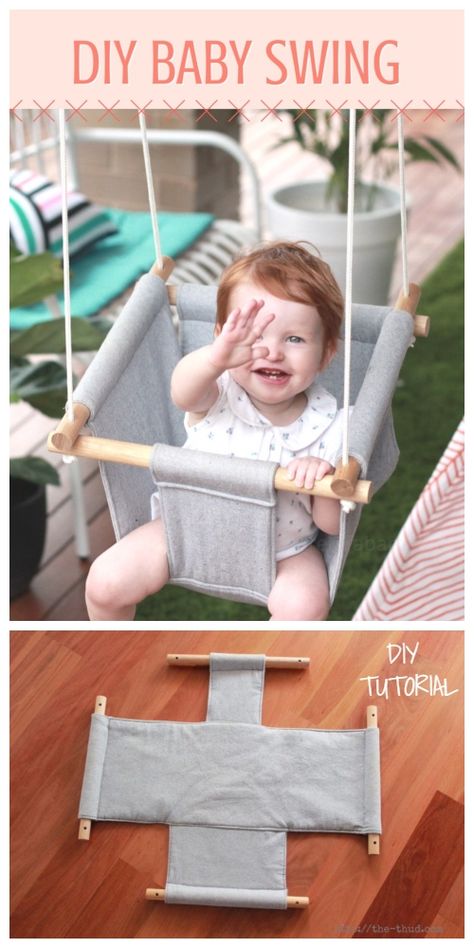 Diy Baby Swing, Diy Sy, Baby Diy Projects, Baby Swing, Diy Bebe, Kids Swing, Free Sewing Patterns, Costura Diy, Baby Sewing Projects