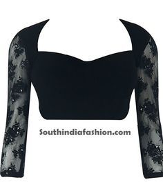 Saree Blouse Designs With Net Sleeves ~ Celebrity Sarees, Designer Sarees, Bridal Sarees, Latest Blouse Designs 2014 South India Fashion Blouse Designs With Net Sleeves, Black Netted Blouse Designs, Blouse Designs With Net, Saree Jacket Designs Latest, Bridal Saree Blouse Designs, Black Velvet Blouse Design, Black Net Blouse, Long Sleeve Saree Blouse, Bridal Saree Blouse