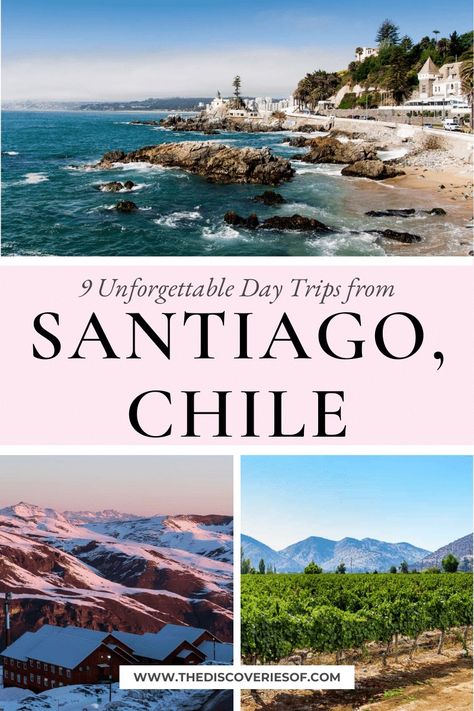 Discover the best day trips from Santiago, Chile with this guide. Planning to visit Santiago and not sure what to do? While there are plenty of things to do in Santiago, Chile - you should leave time for at least a day trip or two! Explore destinations including the Maipo Valley, Valparaiso and Isla Negra #chile #chiletravel #travel #southamerica South America Destinations, Santiago Chile Travel Guide, Chile Trip, Visit Chile, South America Travel Destinations, Chile Travel, Les Continents, Central America Travel, Santiago Chile