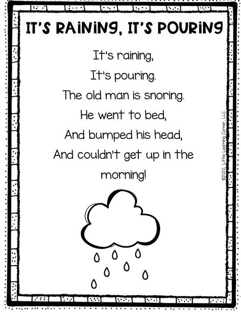 It's raining Nursery rhymes for kids | printable poems and nursery rhymes for preschoolers and kindergarten | song for kids #poemsforkids #nurseryrhymes Christian Nursery Rhymes, Rhymes For Kids Kindergartens, Nursery Rhyme Crafts For Kids, Poem On Rain, Rhymes For Kids Preschool, Poem With Rhyming Words, Simple Poems For Kids, Poems For Preschoolers, Poems Kindergarten