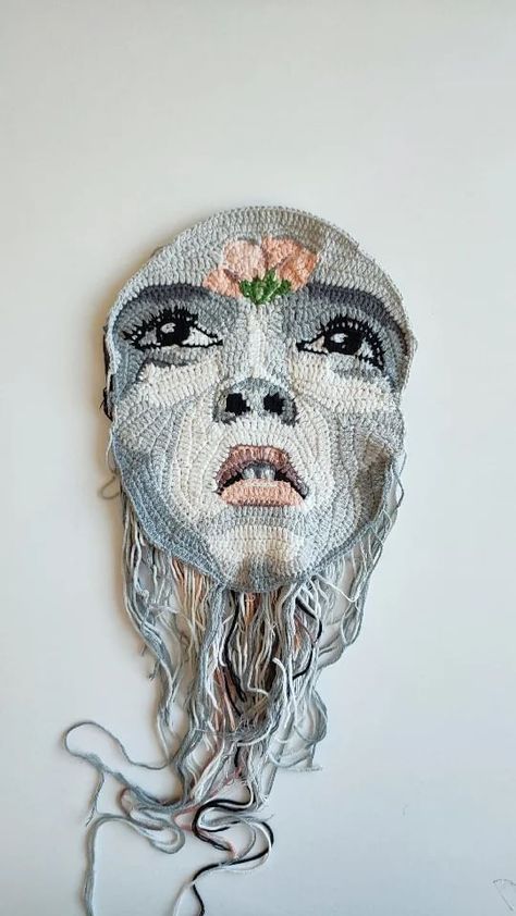 asesuune on Instagram: Some wounds may never heal... But there's always hope. 🤍 #process #progressnotperfection #crochet #fiberart #fiberartist #portrait… Amigurumi Patterns, Crochet Art Sculpture, Crochet Abstract, Artistic Crochet, Crochet Portrait, Crochet Artwork, Sunflower Granny Square Pattern, Abstract Crochet, Crochet Sunflower Granny Square