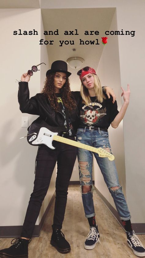 halloween costume ideas rock n roll easy duo Rock Star Fancy Dress, Classic Rock Halloween Costumes, Halloween Rockstar Costume, Rock N Roll Couples Costume, Rock N Roll Halloween Costume, Rock N Roll Spirit Week Outfit, Musician Costume Ideas Women, Rocker Couple Costume, Rock Themed Outfits