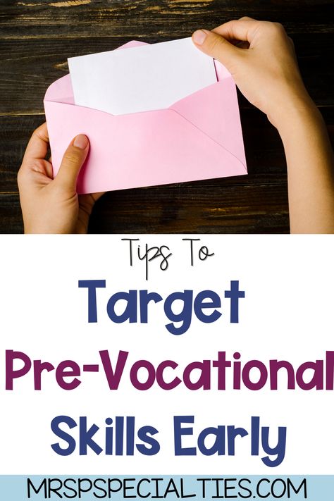 Pre-Vocational Skills: Tips For Targeting Early · Mrs. P's Specialties Prevocational Activities Life Skills, Pre Vocational Activities Special Needs, Task Bins, Classroom 2023, Vocational Activities, Teacher Corner, Vocational Tasks, Elementary Special Education Classroom, Life Skills Class