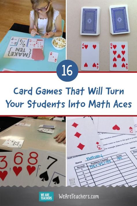 Learning Games For Elementary Students, Math Games With A Deck Of Cards, Math Activities For Elementary Students, Grade 1 Math Games, Math Games With Cards, Teacher Games, Math Card Games, Math Night, Maths Games