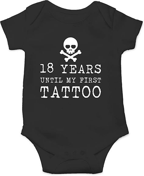 Gothic baby clothes punk rock onesie. Emo baby Neutral Baby Clothes Baby 100% Cotton for Infant Unisex Baby 18 Years Until My First Tattoo Funny Cute Baby Shower Baby Bodysuit Infant Romper Emo Baby Clothes, Emo Baby Shower Ideas, Baby Onsies Ideas Funny, Goth Baby Shower Ideas, Punk Rock Baby Shower, Gothic Baby Nursery, Auntie Onesie, Gothic Baby Clothes, Punk Baby Clothes