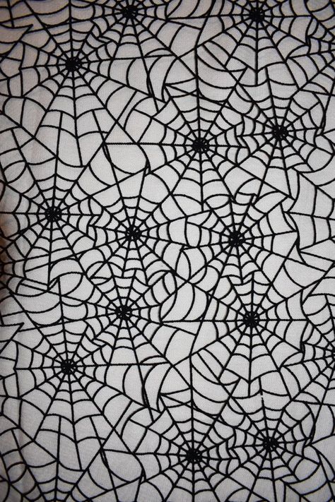 Black Flocked Spiderweb on Black Mesh Goth Wiccan Haunted - Etsy Spooky Spider Web, Spider Web Decoration, Gothic Pattern, Spooky Spiders, Gothic Fantasy Art, Halloween Spider Web, Black Spider, Halloween Fabric, Pet Costumes