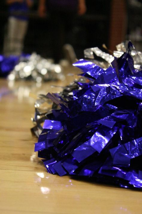 Blue & Gold Pom Poms #cheer Purple And Gold Pom Poms Cheer, Berlin, Blue Cheer Pom Poms, Blue And Gold Pom Poms Cheer, Cheer Pom Poms Aesthetic, Pom Poms Aesthetic, Team Sports Pictures, Pom Poms Cheerleading, Pom Poms Cheer