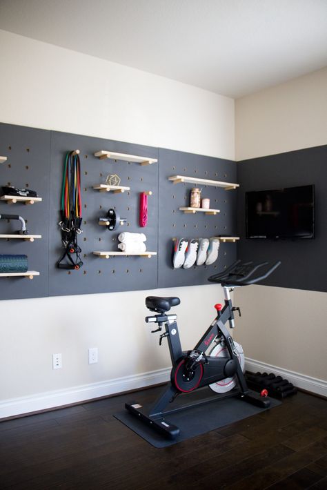 Office: One Room Challenge Reveal – Build to Made Office Slash Workout Room, Home Gym Tv Room Combo, Workout Room Playroom Combo, Small Weight Room, Small Office And Gym Combo, Gym And Office Combo, Workout Room Office Combo, Small Gym Layout, Office Gym Combo Small Spaces