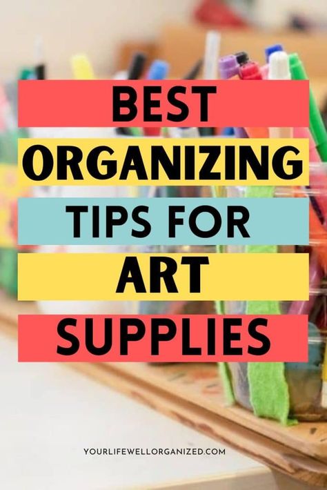 Having a space to be creative and express yourself through art can be therapeutic, but how do you keep it all organized? Here are ideas and tips for organizing art supplies anywhere in your home. How To Organize Art Supplies In A Small Space, Diy Art Supply Organization, Art Cupboard Storage, Coloring Organization Art Supplies, Organizing Painting Supplies, Organizing Markers And Crayons, Painting Supply Storage, Organise Art Supplies, Art Organizers Storage