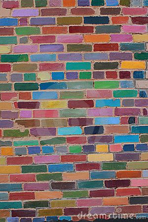 Colorful Brick Wall Color Brick Wall, Colorful Brick Wall, Brick Wall Hallway, Mural On Brick Wall, Painted Brick Wall, Painted Bricks, Painted Brick Walls, Diy Photo Backdrop, Jewelry Wall