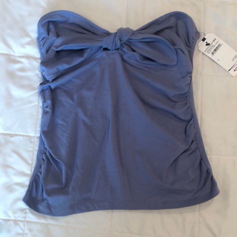 Fitted Tube Top, Rouched Sides, Adjustable Front Tie. It’s A Washed Blueish/Periwinkle. Nwt Bandeau Top, Grey Tube Top Outfit, Purple Tube Top, Grey Tube Top, Blue Tube Top, Tube Top Outfits, Queen Style, Babydoll Tank Top, Tube Tops