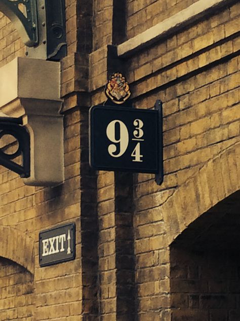 Platform 9 3/4 at Hogwarts Train Station in Universal Orlando, FL. •rg• Platform 9 And 3/4, Harry Potter Station 9 3/4, 9 And 3/4 Harry Potter Sign, Platform 9 3/4 Aesthetic, Harry Potter Platform 9 3/4, Harry Potter 9 3/4, Hogwarts Train Station, Platform 9 3/4, Hogwarts Station