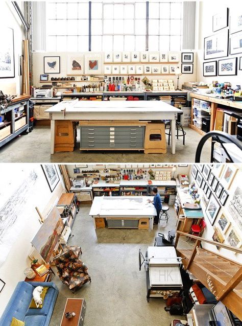 Studio Seni, Home Art Studios, Ruangan Studio, Photography Studio Spaces, Industri Modern, Design Desks, Artist's Loft, Art Studio Space, Art Studio Room