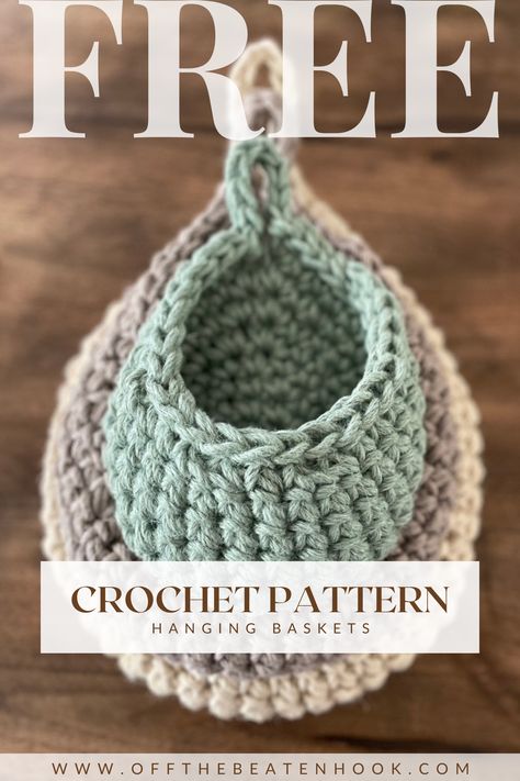 Looking to add a touch of charm and handmade personality to your home decor? Look no further than this hanging basket free crochet pattern - written in 3 different sizes! These DIY crochet teardrop baskets come together super quick and easy, making them approachable for the rookie crocheter too. Amigurumi Patterns, Crochet Hanging Onion Bag, Crochet Hanging Produce Basket, Crochet Twine Basket Pattern Free, Crocheted Plant Hangers Free Patterns, Teardrop Basket Crochet Pattern, Teardrop Hanging Basket Crochet, Crochet Teardrop Basket, Small Basket Crochet Free Pattern