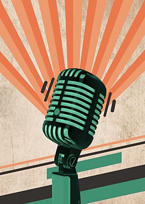 Retro Music Background, Microphone Graphic Design, Vintage Aesthetic Graphic Design, Music Poster Wallpaper, Musician Marketing, Green Microphone, Vintage Music Aesthetic, Radio Aesthetic, Microphone Art