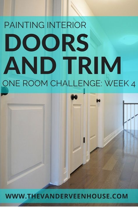 Painting Interior Doors and Trim: One Room Challenge Week 4 • The Vanderveen House Interior Doors And Trim, How To Paint Interior Doors, Painting Interior Doors, Doors And Trim, Painted Interior Doors, Interior Door Trim, Transitional Decor Bedroom, Transitional Decor Kitchen, Transitional Interior