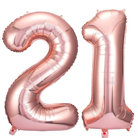 21 Anniversary, Rose Gold Number Balloons, 21st Birthday Balloons, 21 Balloons, Balloons Rose Gold, 21st Wedding Anniversary, Gold Number Balloons, 21 Number, Twenty First Birthday