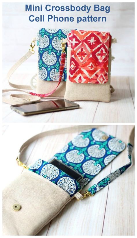 Pouch Sewing Pattern, Phone Bag Pattern, Pochette Portable, Crossbody Bag Pattern, Easy Sewing Pattern, Bag Sewing Pattern, Pouch Sewing, Sewing To Sell, Cell Phone Pouch