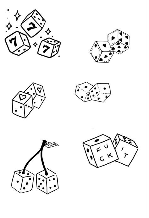 put together by me :) Dice Matching Tattoo, 333 Dice Tattoo, Girly Dice Tattoo, Dainty Dice Tattoo, 222 Dice Tattoo, 444 Dice Tattoo, Dainty Tattoo Flash Sheet, Dice Flash Tattoo, Three Dice Tattoo