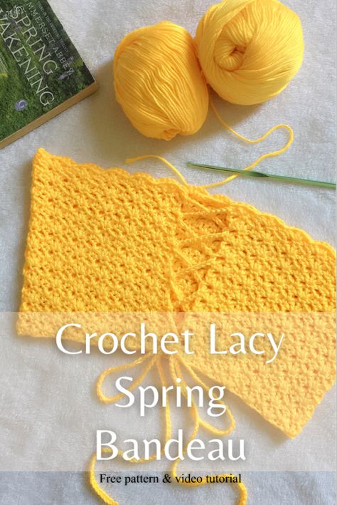 Easy and cute bandeau top for spring summer. Sizes available from S-XL Small Crochet Projects Free, Diy Crochet Halter Top, Crochet Swimsuit Top, Small Crochet Projects, Crochet Top Pattern Summer, Crochet Projects Free, Crochet Bralette Top, Crochet Tube Top, Crochet Project Free