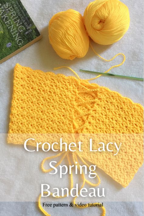 Easy and cute bandeau top for spring summer. Sizes available from S-XL Couture, Small Crochet Projects Free, Diy Crochet Halter Top, Crochet Bandeau Top, Crochet Swimsuit Top, Small Crochet Projects, Crochet Top Pattern Summer, Crochet Projects Free, Crochet Tube Top