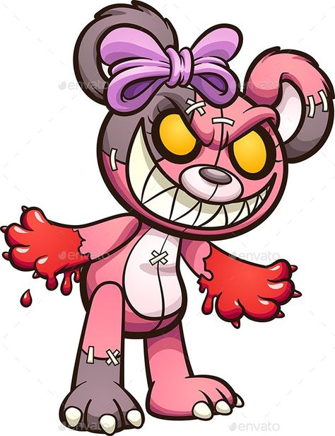 Scary Teddy bear by memoangeles | GraphicRiver Graffiti Art Drawing Cartoon, Halloween Cartoon Characters, Scary Teddy Bear, Evil Cartoon Characters, Logo Doodle, Monkey Nft, Art Mini Toile, Evil Teddy Bear, Cartoon Bears