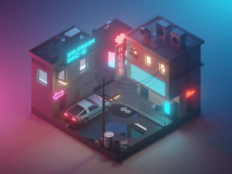 Cyberpunk Diorama by Roman Klčo | Dribbble | Dribbble Cyberpunk Diorama, Idle Game, 3d Karakter, 8bit Art, Ar Vr, Isometric Art, Isometric Design, Cyberpunk City, Isometric Illustration