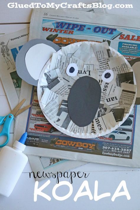 Newspaper Koala - Kid Craft                                                                                                                                                                                 More Zoo Animal Activities For Toddlers, Koala Kids Craft, Preschool Jungle, Koala Craft, Zoo Preschool, Jungle Crafts, Australia Crafts, Zoo Crafts, Zoo Animal Crafts