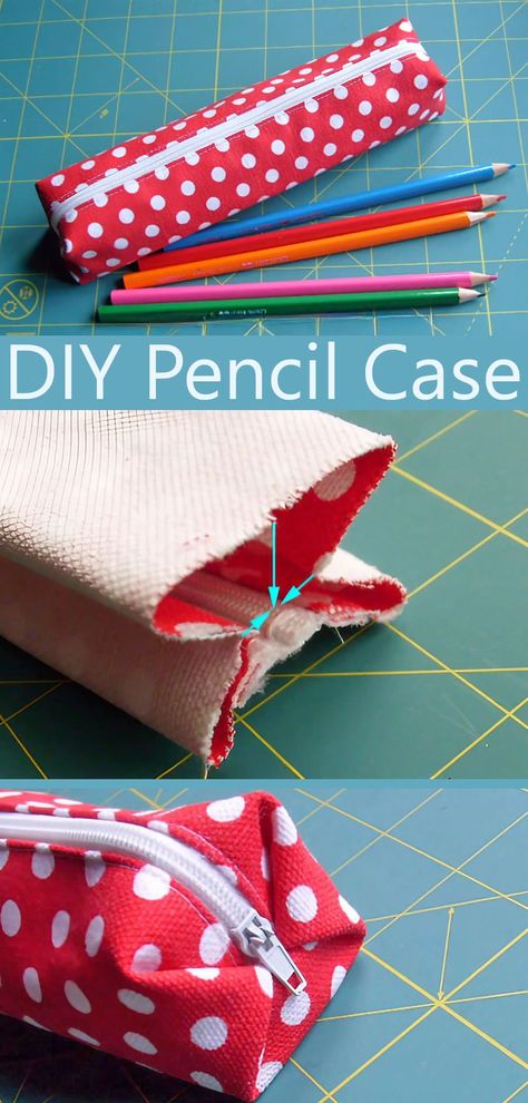 Couture, Diy Fabric Pencil Case, Zipper Pencil Case Pattern, Easy Pencil Case Sewing Pattern, Pencil Pouch Sewing Pattern Free, Free Pencil Case Pattern, Pencil Case Pattern Sewing, Pencil Case Pattern Free, Pencil Bag Sewing Pattern