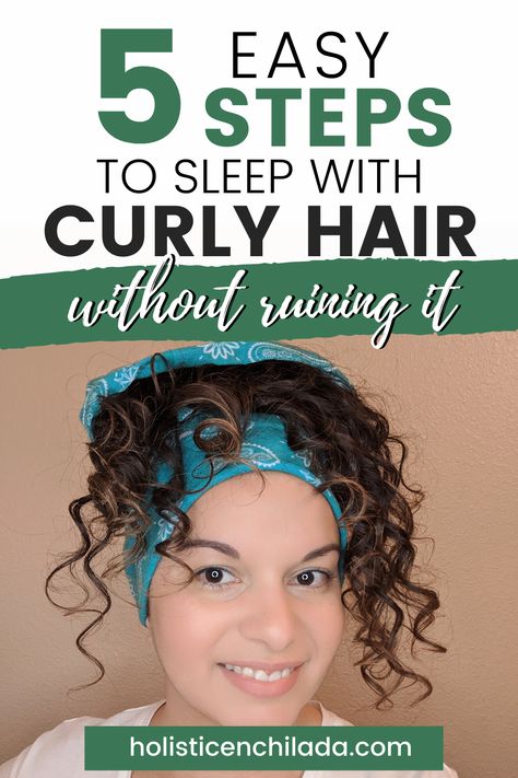 How to sleep with curly hair without ruining it. Learn the 5 steps to protecting your curls at night so you don't need to refresh in the morning. These easy tricks will protect your hair overnight and preserve your curls so they don't get ruined while you sleep. Sleep With Curly Hair, Plopping Curly Hair, Hair Buff, Pineapple Hairstyle, Curly Hair Up, Hair Plopping, Wavy Hair Care, Wavy Hair Overnight, Sleep Hairstyles