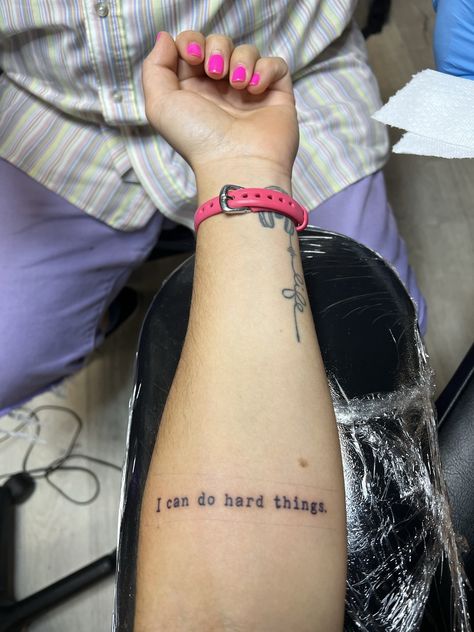 Amanda Sobhy on Twitter: "I read Untamed by @GlennonDoyle over the pandemic when I was going through a difficult period & her words, “We can do hard things” forever stuck w/ me. It soon became a source of comfort for me over the years. My new tattoo is forever a reminder that I can do hard things. 🙏🏽💜🙌🏽 https://t.co/s3KlNpMYMo" / Twitter Because I Can Tattoo, I Can Do It Tattoo, I Can Tattoo Ideas, You Can Do Hard Things Tattoo, I Can Do Hard Things Tattoo, Untamed Tattoo, Hard Times Tattoo, Amanda Tattoo, I Want A Tattoo