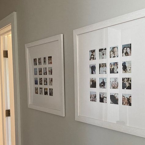 Instax Ideas Display, Polaroid Home Decor, Gallery Wall Polaroid, Polaroid Frame Wall, Wall Decor Ideas Small Spaces, Display Instax Mini Photos, Instax Frame Ideas, Polaroids In Frame, Instax Decoration Ideas