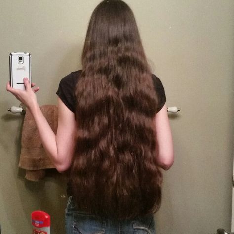 2 inches past tailbone length! Super Long Thick Wavy Hair. My hair is naturally wavy! ONLY organic products ♡ Stomach Length Hair, Tailbone Length Natural Hair, Tailbone Length Hair, Long Thick Wavy Hair, Pretty Brown Hair, Waist Length Hair, Thick Wavy Hair, Long Blond, Teased Hair