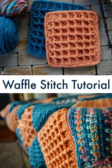 Ahh, the Waffle Stitch. Such a fun and textured crochet stitch, and much easier than it looks! We use this stitch in a square for the Creighton's Blanket pattern, so we'll make one today in our tutorial. via @ashlea729 Crochet Minecraft, Motifs Granny Square, Beau Crochet, Granny Square Haken, Crochet Waffle Stitch, Textured Crochet, Confection Au Crochet, Dishcloth Crochet Pattern, Crochet For Beginners Blanket