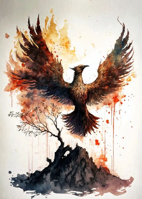 Phoenix rising from its ashes Ash Drawing, Phoenix Tattoo Sleeve, Phoenix Tattoo Men, Rising Phoenix Tattoo, Phoenix Painting, Phoenix Bird Art, Phoenix Drawing, Phoenix Wallpaper, Phoenix Bird Tattoos