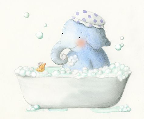 Elephant Bath, Story Books Illustrations, Nice Images, Kawaii Clipart, Operation Christmas Child, Scrapbook Art, Elephant Love, Elephant Art, Elephant Print