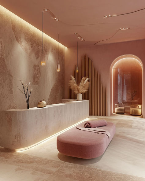 Woman Lounge Room, Luxurious Spa Room, Small Med Spa Room Ideas, Spa Bed Design, Spa Beauty Salon, Med Spa Esthetic, Luxury Medical Spa Interior Design, Spa Minimalist Design, Pink Spa Esthetic