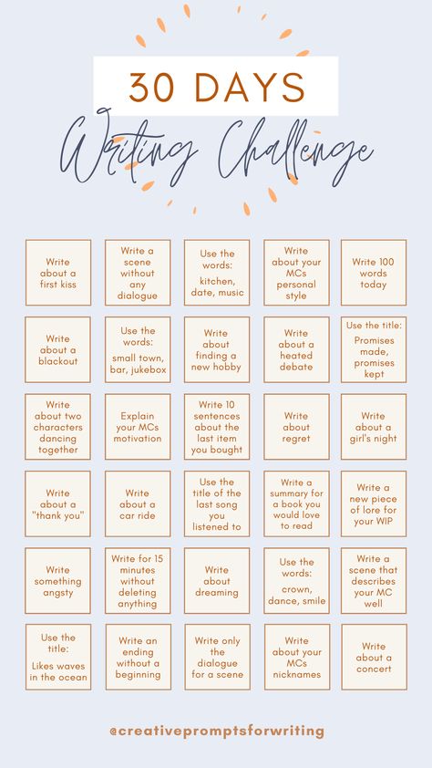 Tumblr, Small Writing Prompts, Object Writing Prompt, 30 Day Short Story Writing Challenge, Writing Journal Ideas Writers, Writing Prompt Bingo, Writing Prompts For Writers Challenges, Writing Prompts Short Story, Daily Creative Writing Prompts