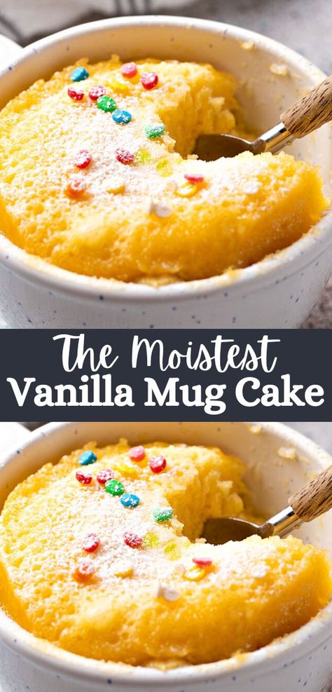 Essen, Best Mug Cake Recipes, Mug Dessert Recipes, Vanilla Mug Cake, Microwave Mug Recipes, Microwave Dessert, Easy Mug Cake, Vanilla Mug Cakes, I Lost 100 Pounds